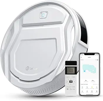 Lefant Robot aspirador con mando a distancia, 2200Pa Robot aspirador Autonomía delgada silenciosa, conectada con WiFi/Alexa/App, programable, ideal para el pelo de animales alfombras pisos duros, M210