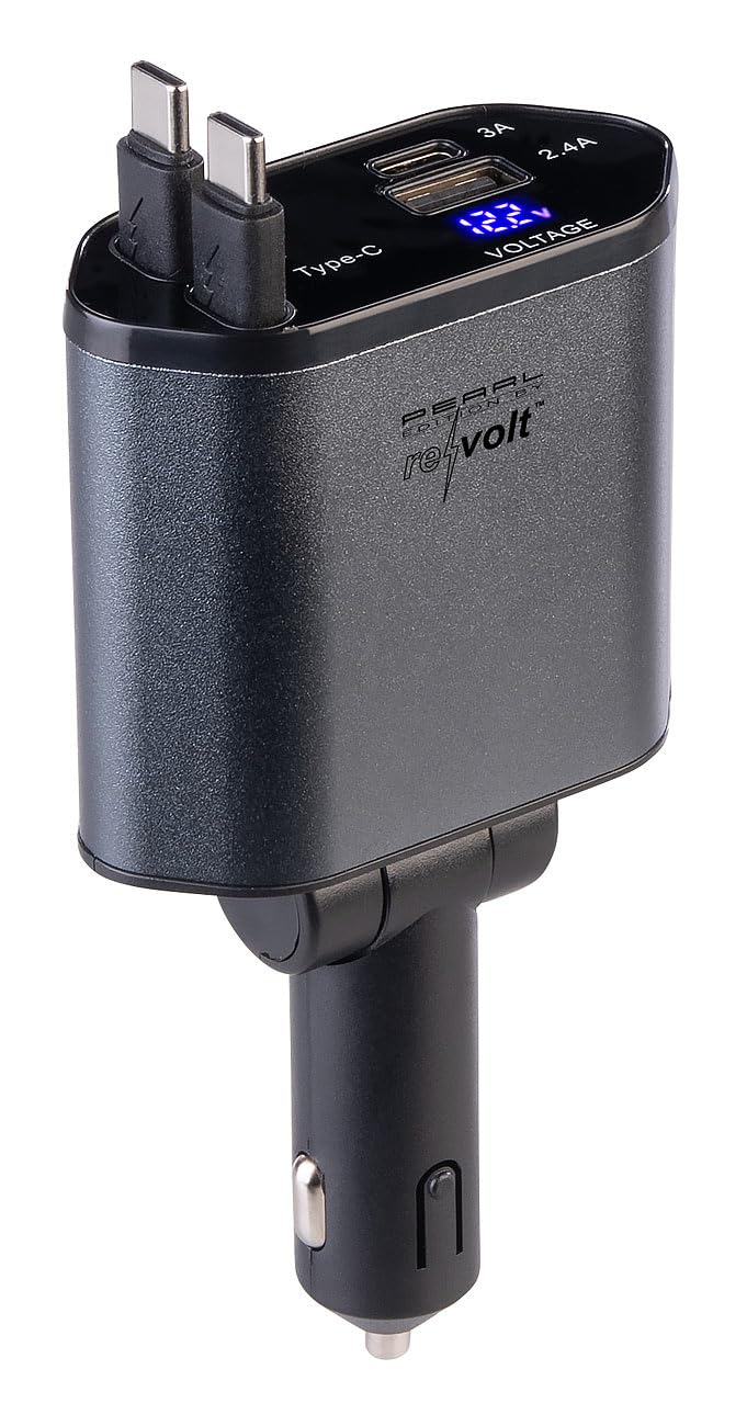 revolt Kfz-Handy-Ladegerät: 4er-Set 4in1-Kfz-USB-Ladegerät, USB-C/A, 2 USB-C-Kabel, 66 Watt (Adapter Zigarettenanzünder, Ladebuchsen Zigarettenanzünder)