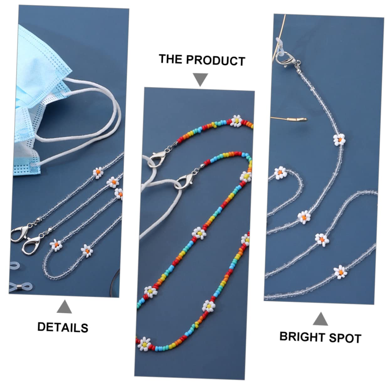 GALPADA Gänseblümchen-maskenkette Floret Brillenbänder Stylische Umhängebänder Brillenband Brillen Anti-verlorene Ketten Halsketten-lanyard Trendige Sonnenbrillen Für Damen