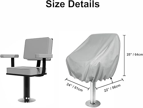 Miniatura 6 de WOMACO Paquete de 2 fundas para asiento de barco, impermeables, para exteriores, pedestal, pontón, capitán, barco, banco, silla, fundas protectoras
