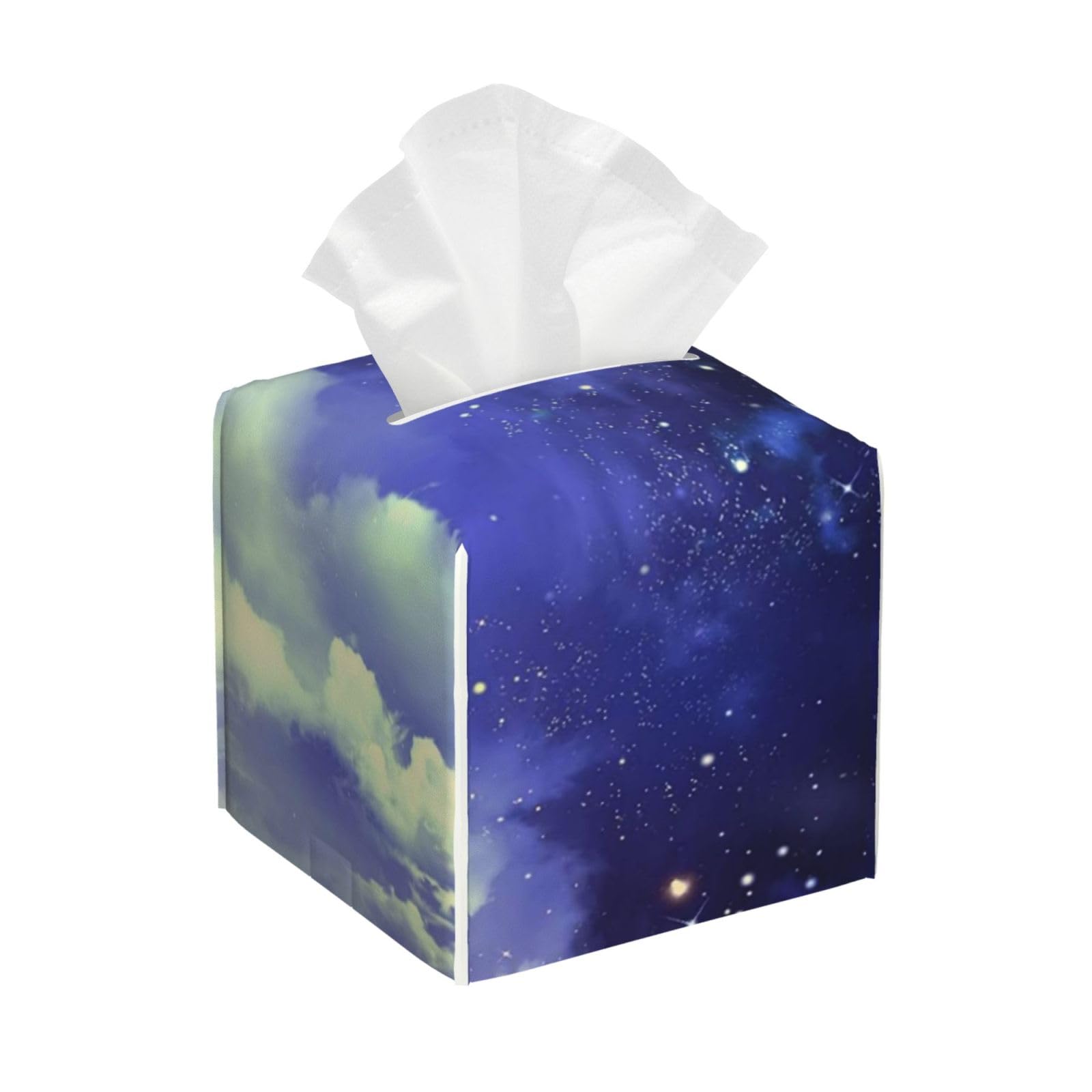 Beautiful Background Night Sky with Stars PVC Cube Tissue Pack for Home Office Bathroom Use