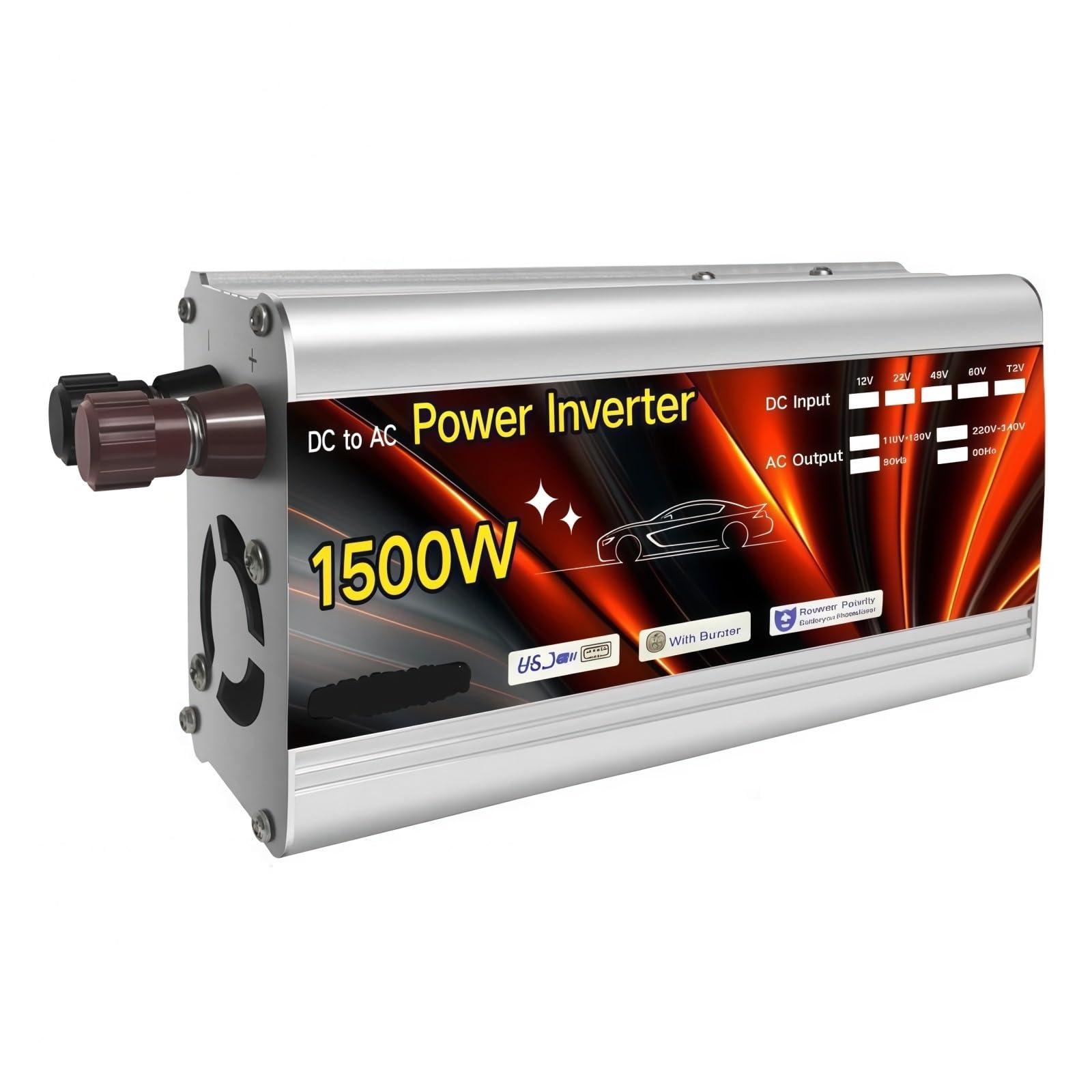 Przetwornica napięcia samochodowego 12 V do 220 V, przetwornica solarna 500 W, 1000 W, 1500 W, 2000 W, przenośna przetwornica napięcia samochodowego(1500W 12V TO 220v)