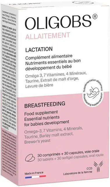 Oligobs Allaitement - Complément Nutritionnel pour Femmes Allaitantes - 30 Comprimés + 30 Capsules DHA