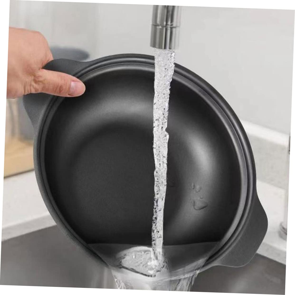 Anneome Cazuela de Hierro Fundido Negra Doble Asa, Calentamiento Uniforme y Segura para Cocinar Estofados y Sopas Caseras en Cocina