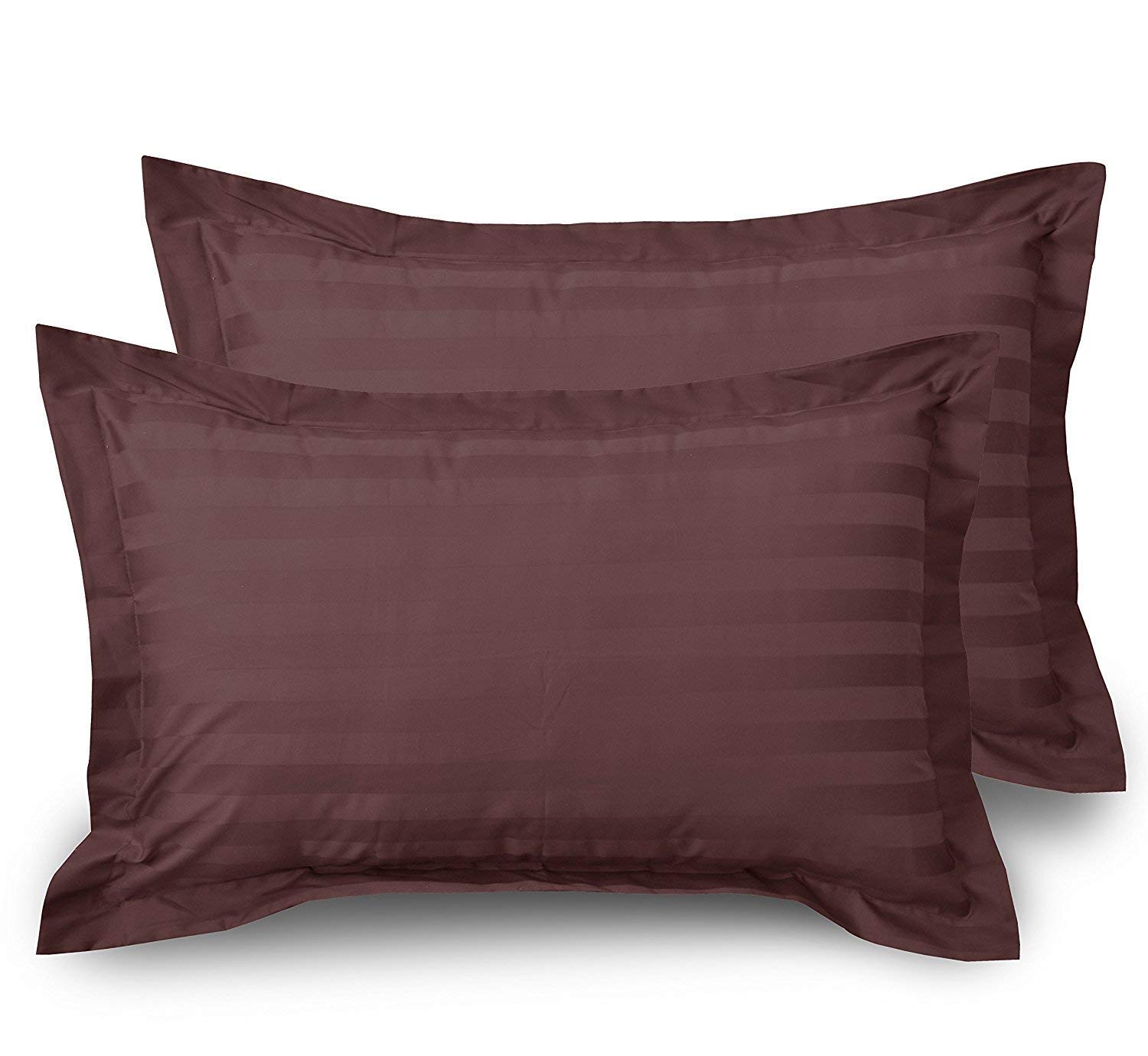 Kuber Industries Cotton Luxurious Striped 2 Pieces Pillow Cover 25"x17" (Brown)-CTKTC30050