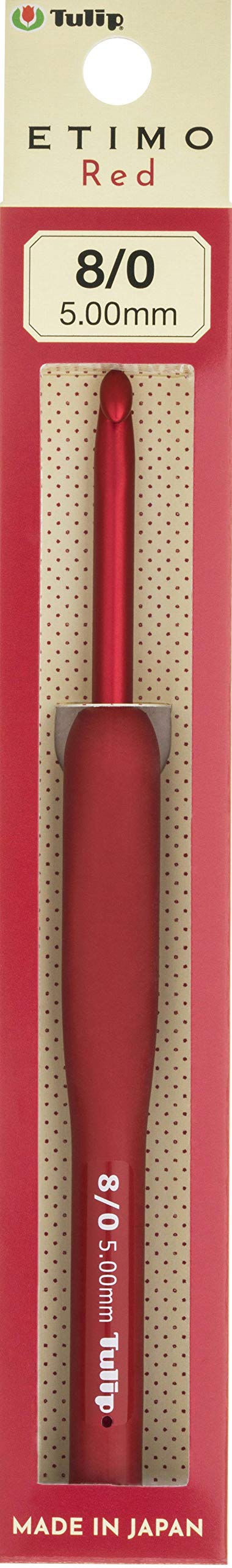 Tulip ETIMO Red Crochet Hook 8/0 5.00mm Cushion Grip Metal Japan