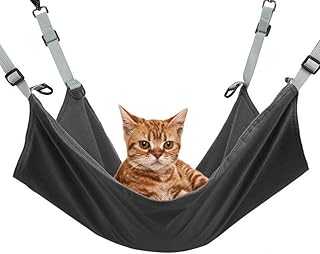 NuoYo Hamaca de Gato Gato Silla de la Hamaca Reversible Uso de 2 Caras con 4 Ganchos de Metal para Verano Invierno 53×36cm Negro