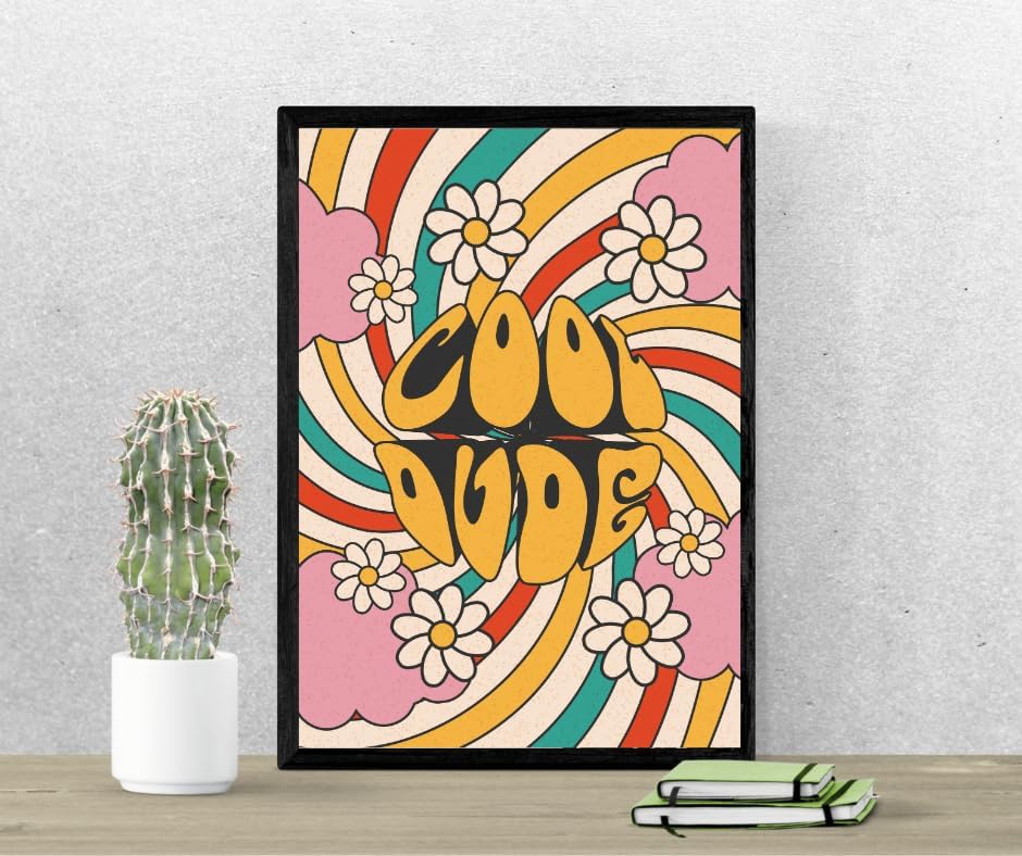 Miniatura 3 de Summit Designs Groovy - Arte de pared retro de los años 70, impresiones de vibraciones hippies positivas de 11 x 14 pulgadas, sin marco, decoración