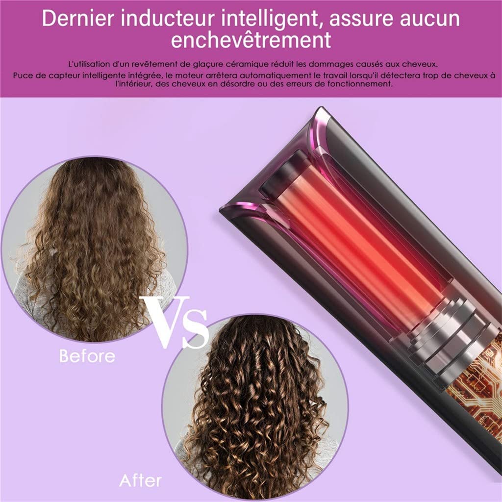 EDDGE Rizador de Pelo automático inalámbrico USB Inalámbrico Inalámbrico Auto Cerámica Rizador de Hierro Varita rizadora Rizador de Aire Rizador de Cabello