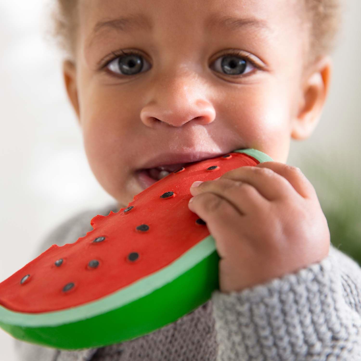 Oli & Carol - Mordedor para bebé de caucho natural - Regalo para bebé 0 3 6 meses, 1 año - Wally the Watermelon