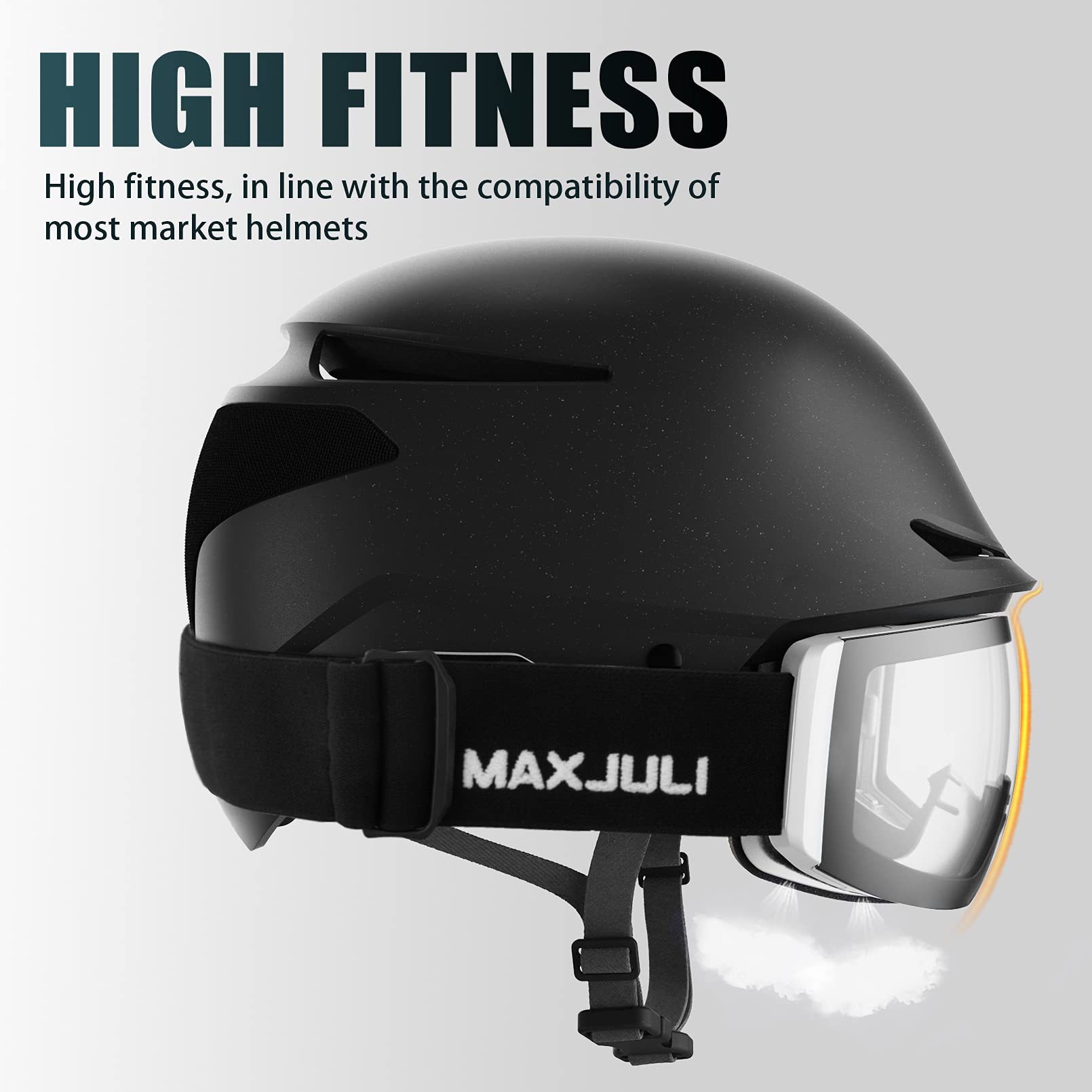 MAXJULI OTG - Occhiali da sci unisex con lenti magnetiche intercambiabili, anti-appannamento, HD, protezione UV (montatura bianca/lente trasparente)