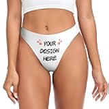 Custom Thong for Women with Your Photo Text Logo, Personalized Design Sexy Underwear Panties, Funny Customized Gift for Her