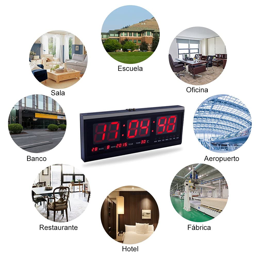 Yosoo LED Multifunzione digitale con calendario Orologio da parete con display della temperatura per Casa Ufficio