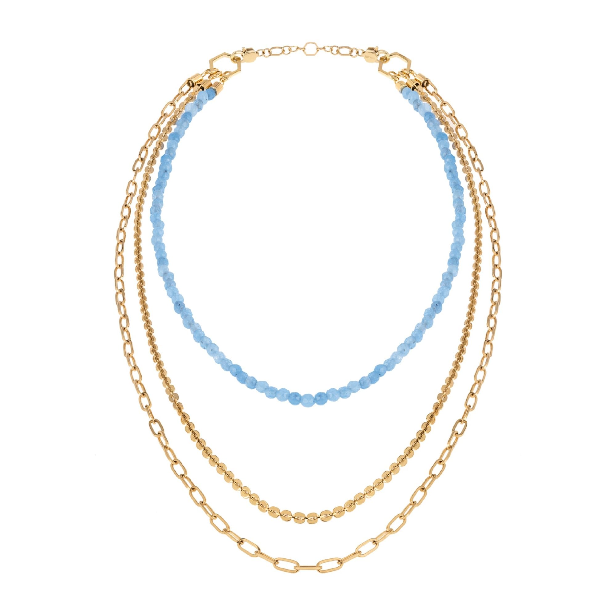 Breil - Collana da Donna Collezione KALEIDO - Gioielli Donna - Collana Donna Multigiro con Catene di Diverso Stile con Pietre, Allungabile -74 cm