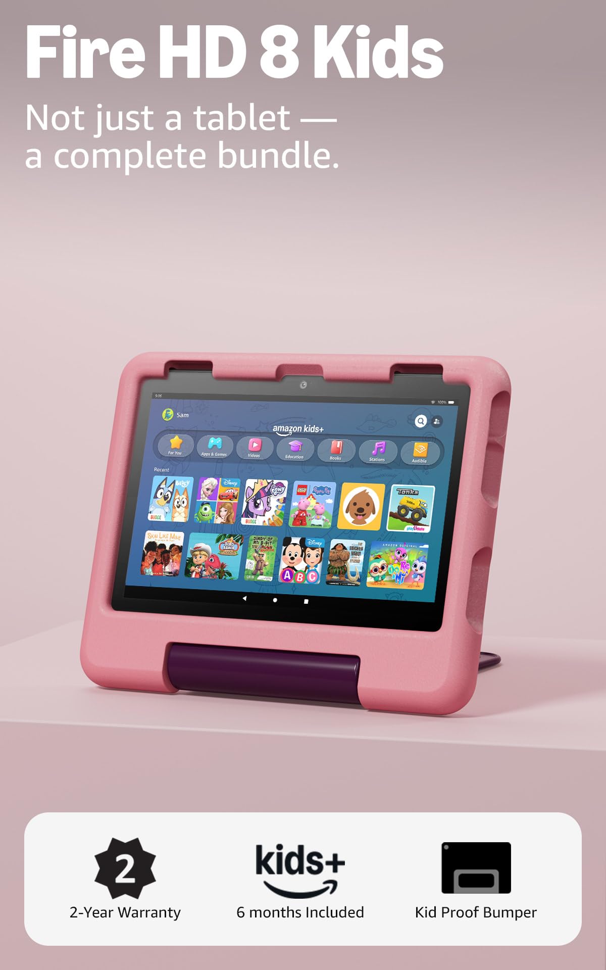Amazon Fire HD 8 Kids tablet (newest model), ages 3-7. With bright 8" HD screen. Includes ad-free and exclusive content, parental controls and 13-hr battery, 32GB, Disney Princess Fire HD 8 Kids 32 GB 1-year Amazon Kids+ Disney Princess