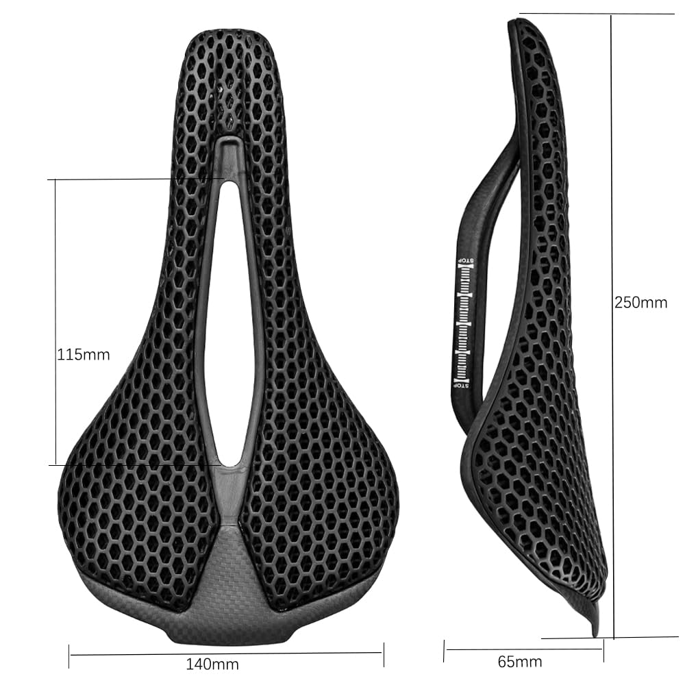 Sella per Bicicletta Stampata in 3D Sella in Fibra di Carbonio Ultraleggera Cava Confortevole Traspirante MTB Gravel Road Bike Bicycle Seat Barts 145G