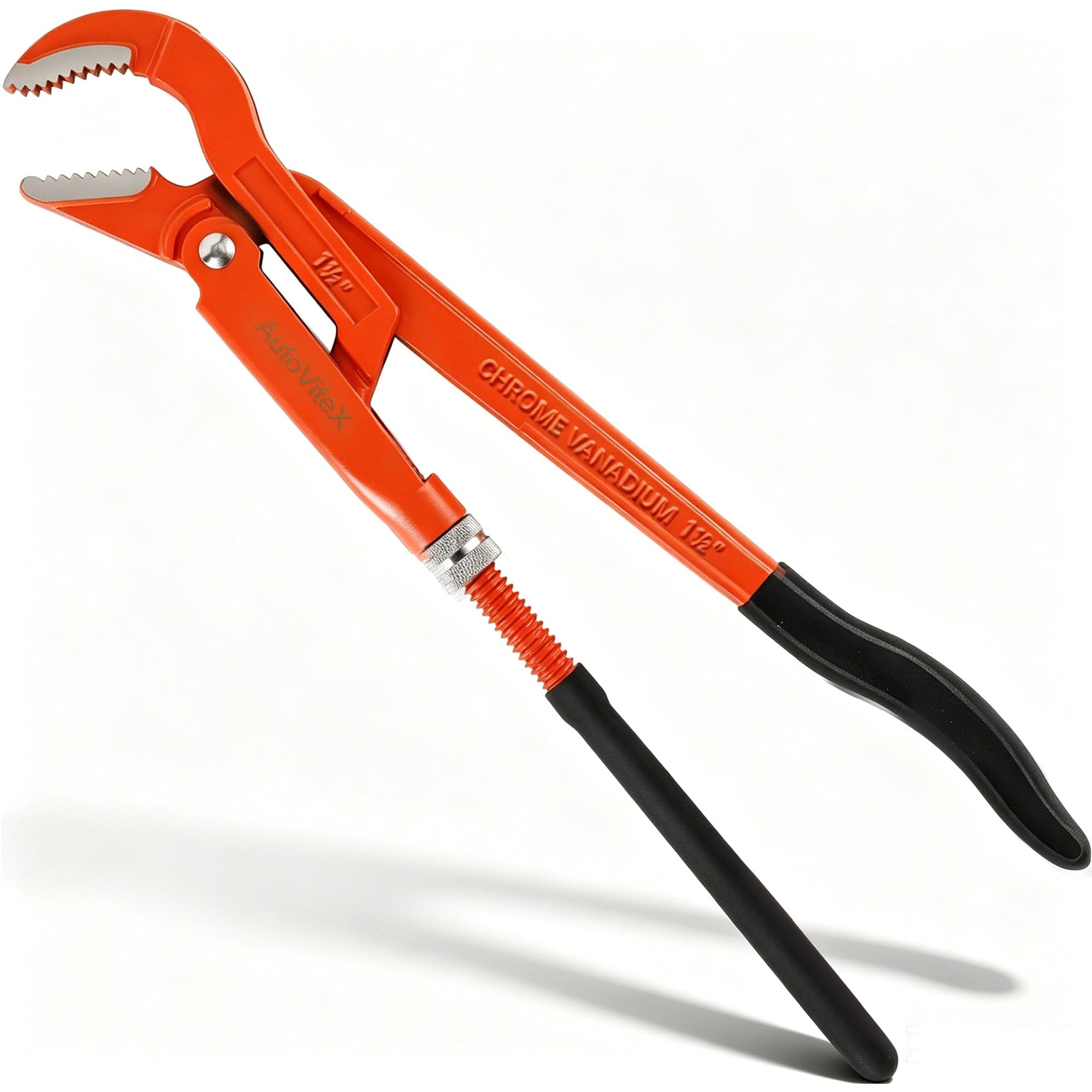 AutoViteX Swedish Pipe Wrench, 17 Inch Adjustable Plumbing Wrench with 45°Angled Jaw for Pipes and Valves