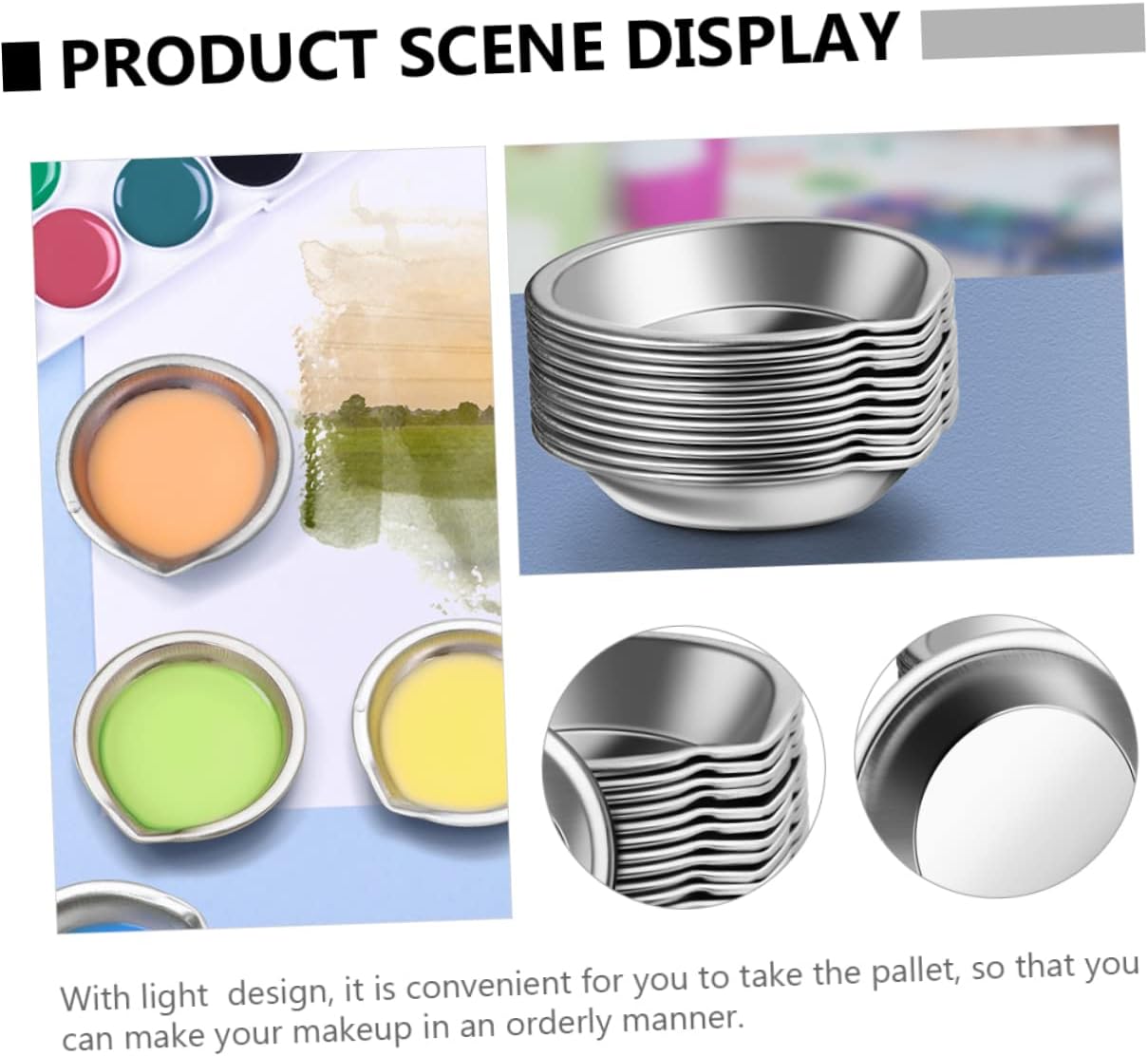 IMIKEYA 24pcs Stainless Steel Mixing for Mixing and Holding Lightweight Palette for Artists Students and Home Use