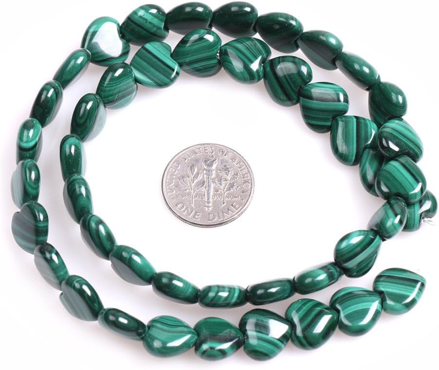 Sweet & Happy Girl's Store 10mm Heart Gemstone Grade A Malachite Beads Strand 15 Inch Jewellery Making Beads - Image 5