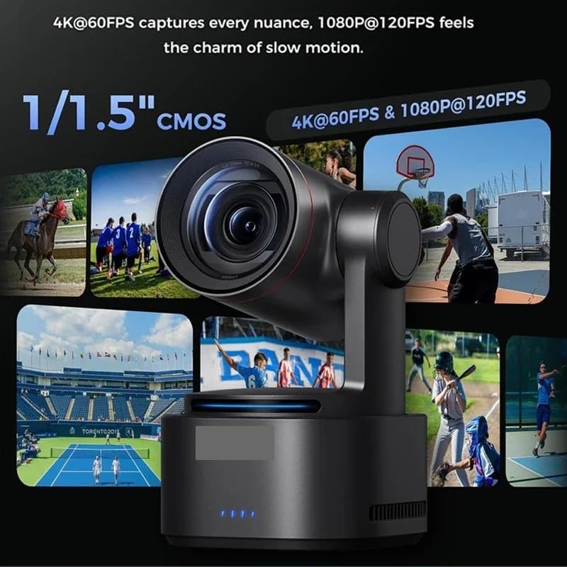 Telecamera di produzione live Tail 2 4K a 60 FPS, tracciamento AI professionale, 1/1,5", 50 MP, zoom ottico 5X, ibrido 12X