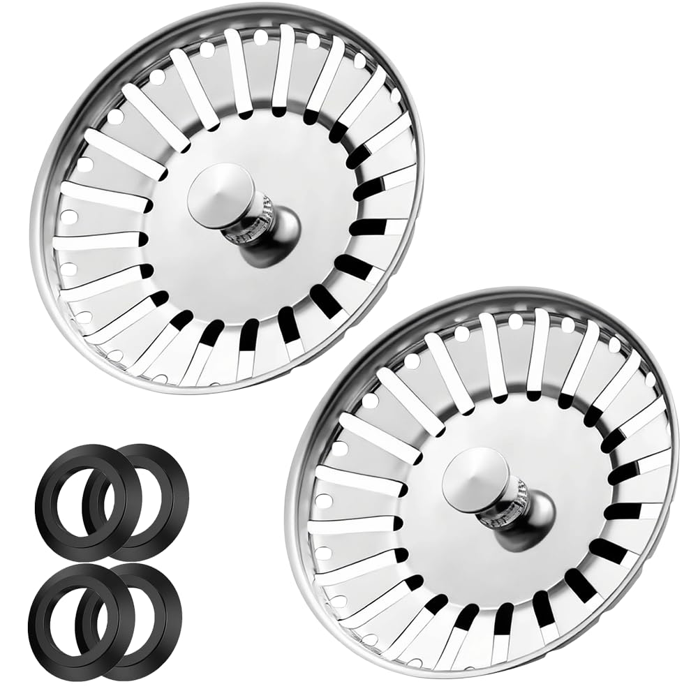 84mm Stainless Steel Sink Plug Strainer Pack of 2