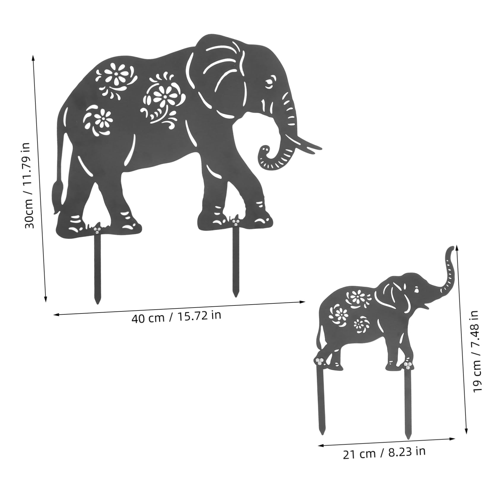 HANABASS Puntali da Giardino Animale in Ferro Neri, 2 Pezzi | Decorazione per Vialetto e Prato, Uso Esterno, Installazione Semplice, Decorazione Animale per Appassionati di Giardino