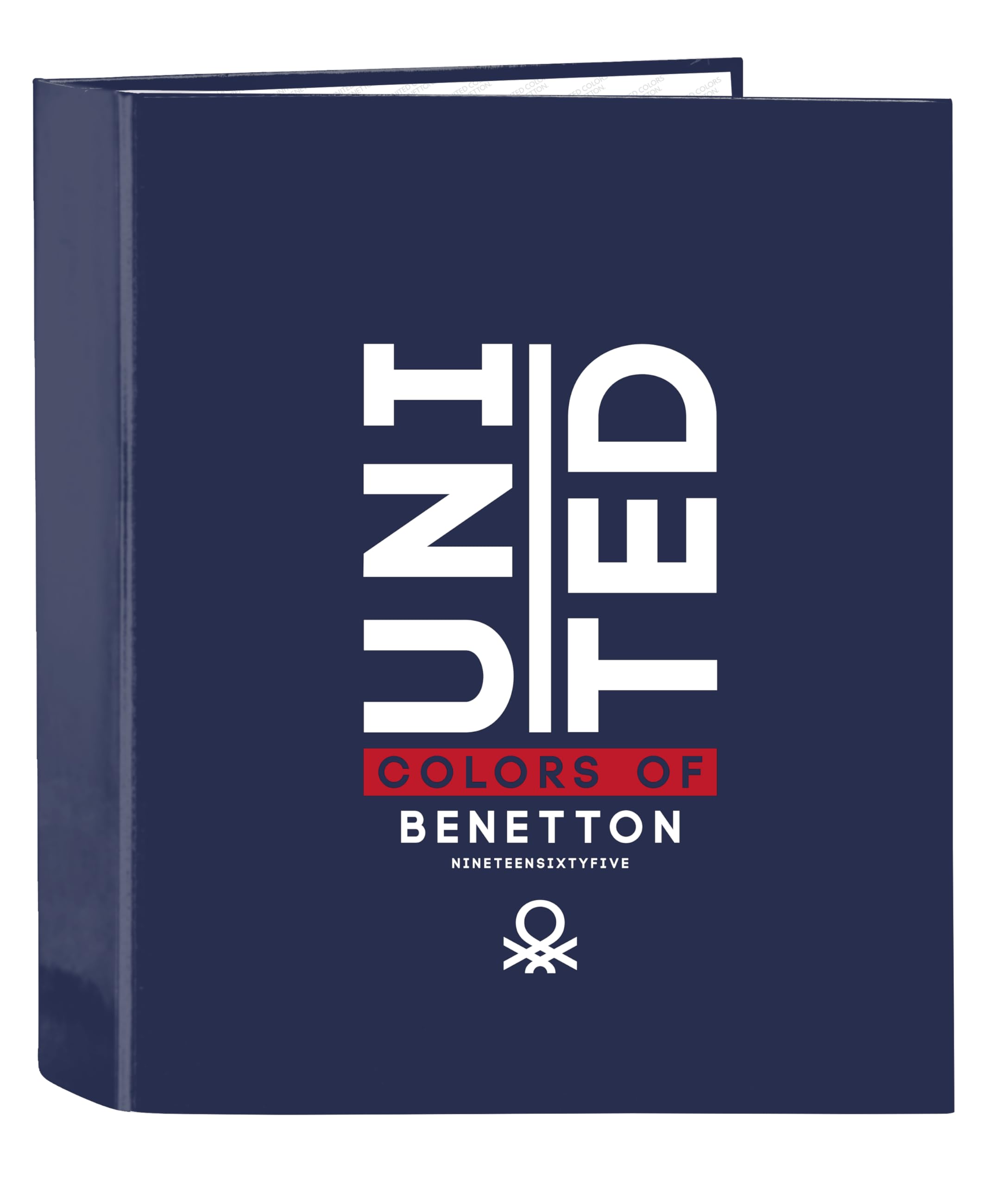 Safta BENETTON VARSITY - Folio Folder 4 Rings, Ideal for Children of Different Ages, Comfortable and Versatile, Quality and Resistance, 27 x 6 x 33 cm, Navy Blue/Grey, Navy Blue/Grey, Estándar, Casual