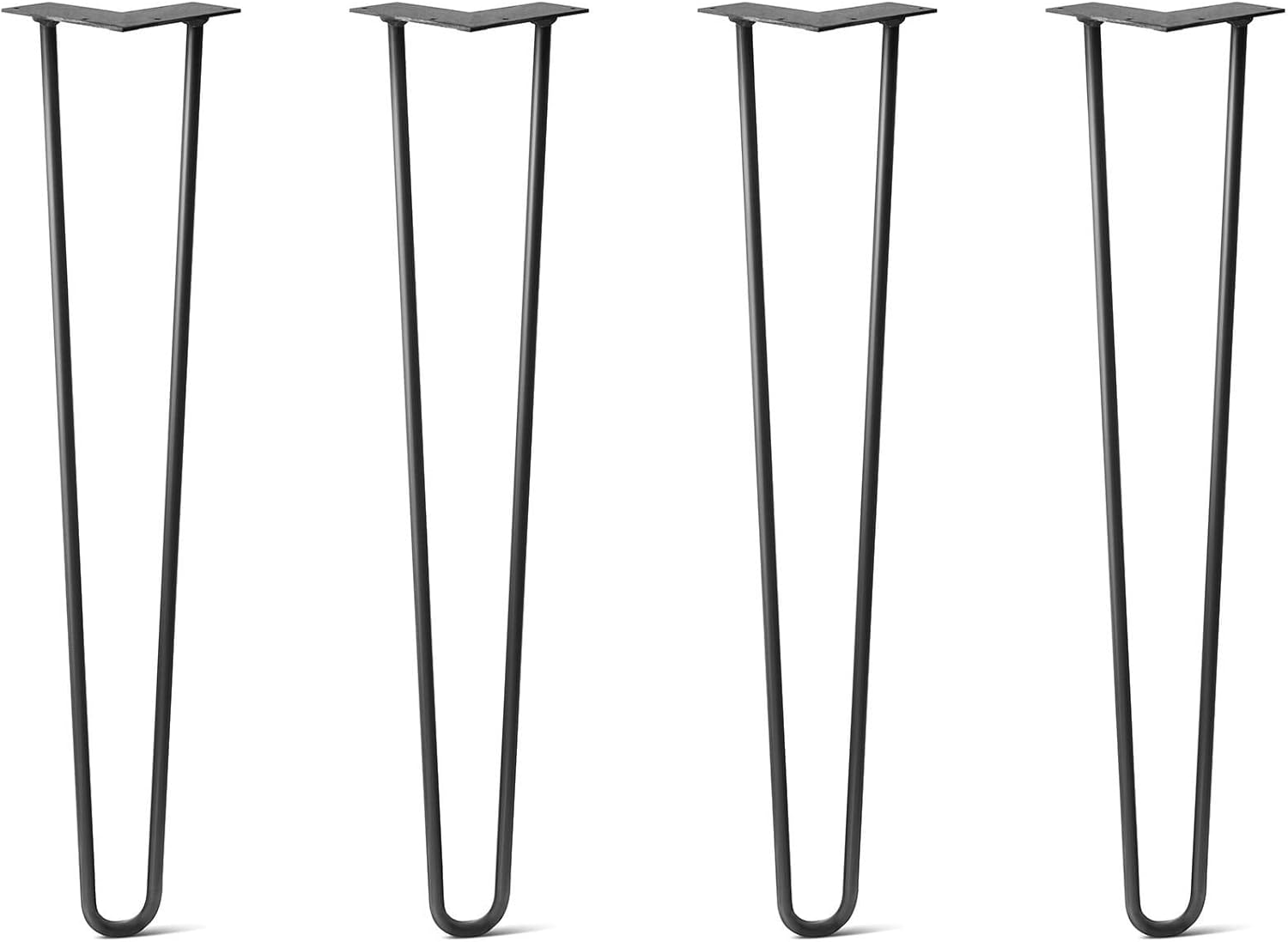 Buу 1 gеt 1 🔥 28" Heavy-Duty DIY HAIRPIN LEGS 4 Per Set - 100% Made in USA from Recycled Steel, Superior QA-Tested Weight Capacity - Plus Screws & Floor Protectors (1/2" Thick, Jet Black Satin Quality Powder Coat)
