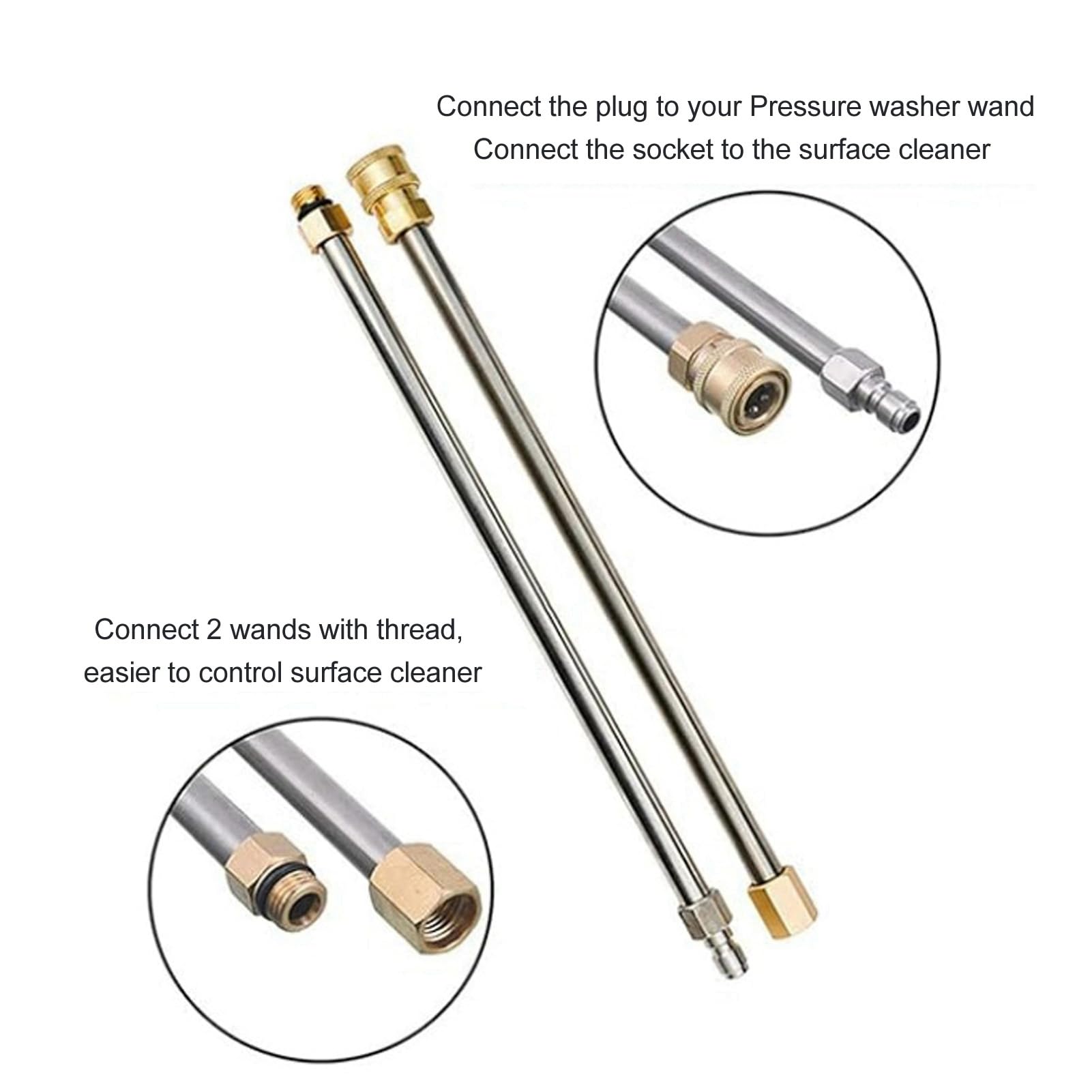 Fafeicy Limpiador de Superficies a Presión de 2500 PSI Lavadora de Superficies a Presión de Acero Inoxidable de 13 Pulgadas con 2 Varillas de Extensión 1 4 Ruedas de Enchufe Rápido para Pavimento de