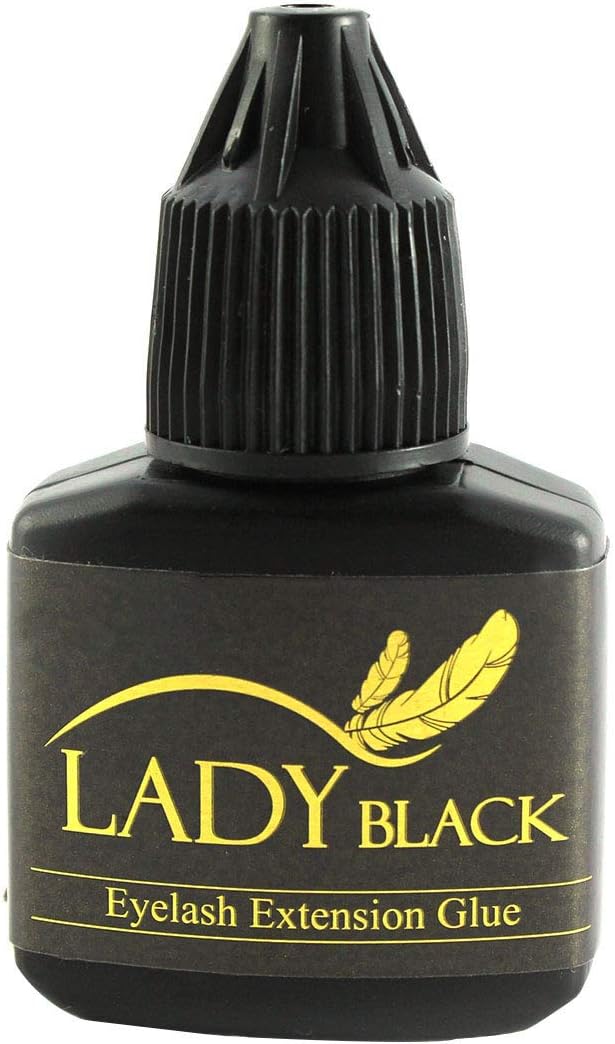 Lady Black Extra Strong Eyelash Extension Glue/Extra Strength Bonding Ingredients Found In Professional Grade Premium Adhesives/Strong Hold Up to 4 to 6 Weeks-Black, 10g (1Bottle)