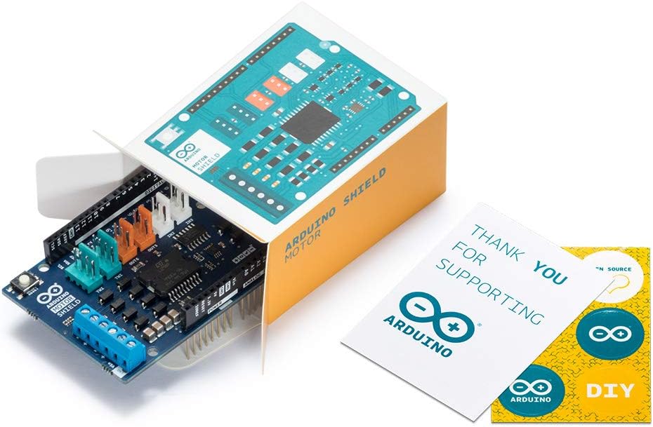 – Motor Shield REV3 [A000079] - Motor Control, 4 DC Motors, 2 Steppers, 1.2A/Motor, Power Supply, Arduino IDE Compatible for Robotics & Automation