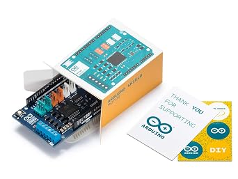 Arduino Motor Shield REV3 [A000079] - Motor Control, 4 DC Motors, 2 Stepper Motors, 1.2A per Motor, Integrated Power Supply, Compatible with Arduino IDE for Robotics and Automation Projects