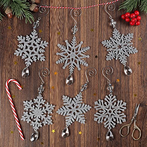 6Pieces Silver Snowflake Ornaments 6 Inches Acrylic Crystal Glitter Snowflakes Christmas Ornament For Winter Christmas Tree Decorations Snowflakes Crafts #TOP3