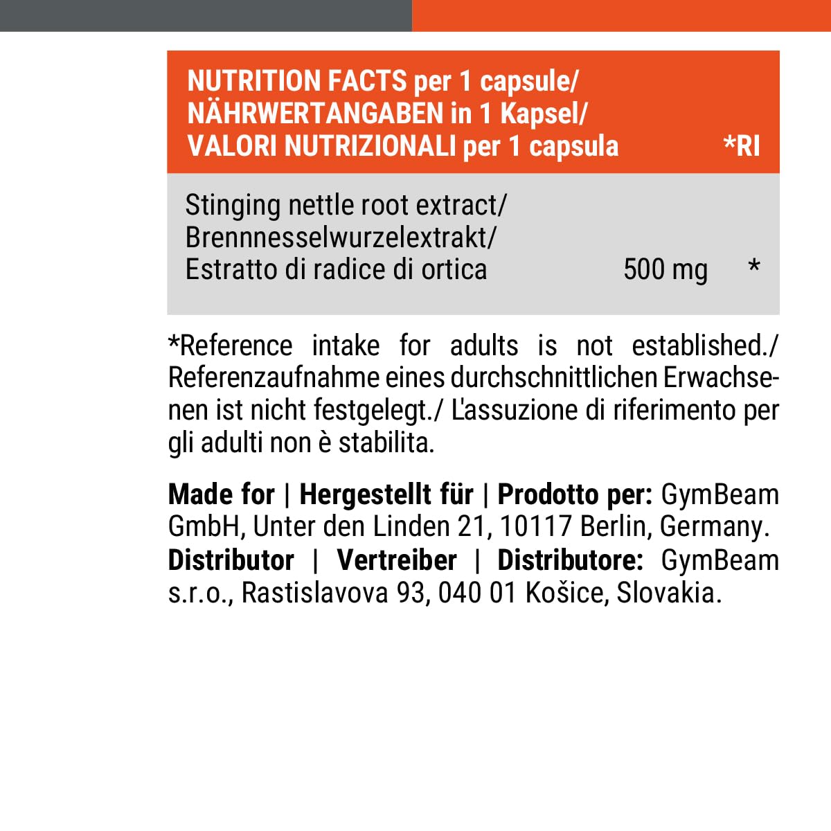 GymBeam Estratto di Radice di Ortica 90 cps, 500 mg Estratto 10:1 (Urtica dioica), Supporta la Salute Muscolo-Scheletrica e Cardiovascolare, Disintossicazione Naturale, Supporto al Ciclo Mestruale
