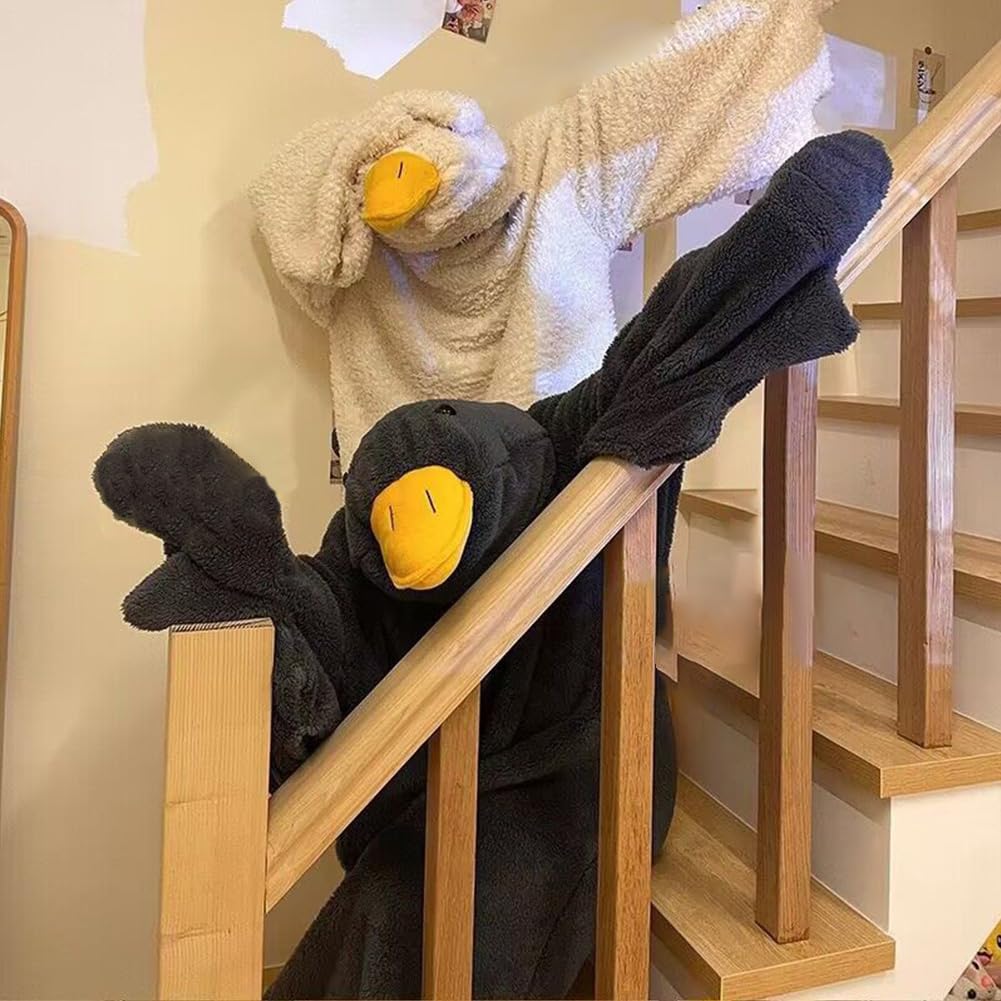 Grande oie blanche - Couverture portable - Sweat à capuche pour couples - Combinaison à capuche en polaire corail épaisse - Sac de couchage géant - Costume de cosplay - Robe de nuit chaude