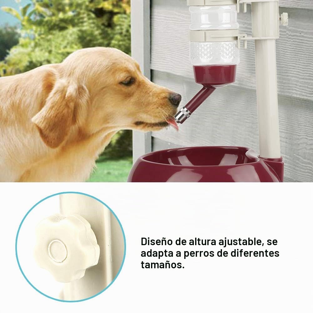 Hztyyier Alimentador Ajustable para Mascotas, Cuenco para Perros, dispensador de Agua, Botella para Beber, Recipiente para Alimentos, Cuenco, dispensador de pie para Gatos, Perros, Verde(marrón)