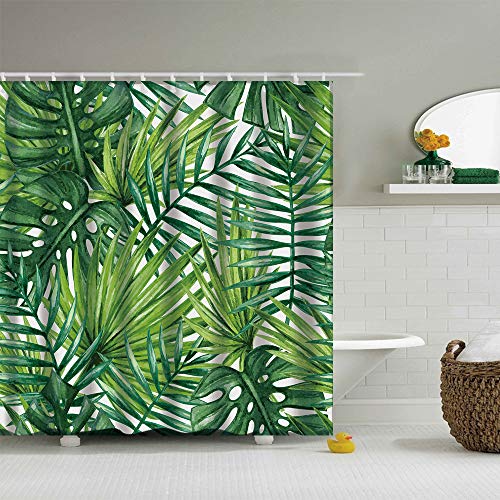 Famibay Mould Proof Fabric Shower Curtain for Bath Waterproof Bathroom Curtain with Hooks (3D-Rainforest) - Image 5