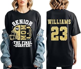 Senior Football Mom 2026 Shirt, Personalized Football Shirts for Women, Custom Shirt The Final Quarter Sweatshirt Matching Family Senior Mom Dad Grandma Grandpa Mother Class of 2026 Senior White