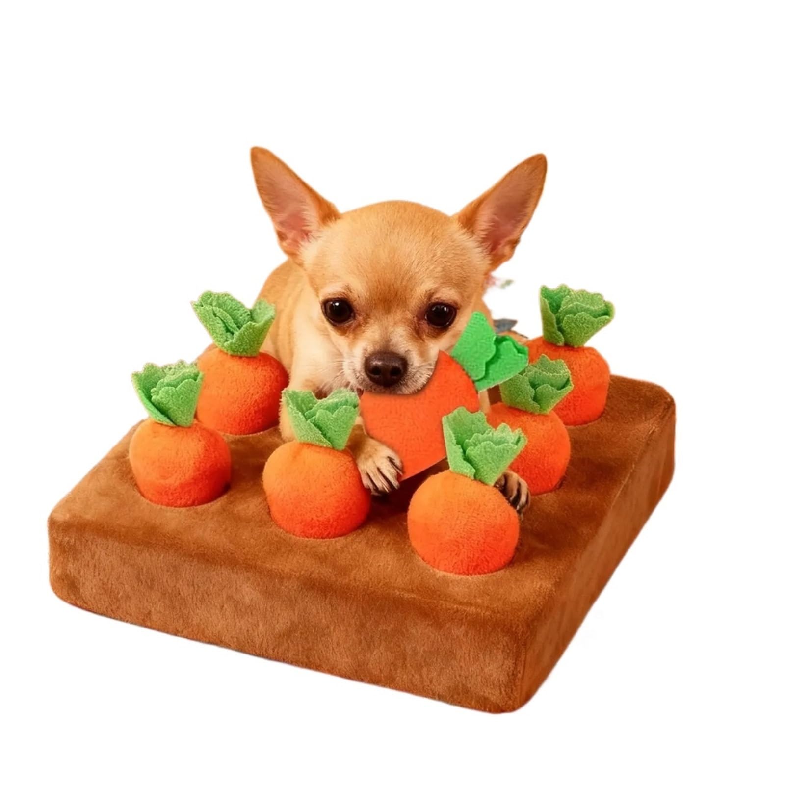 Tapis de reniflage pour chien avec carottes peluches interactives