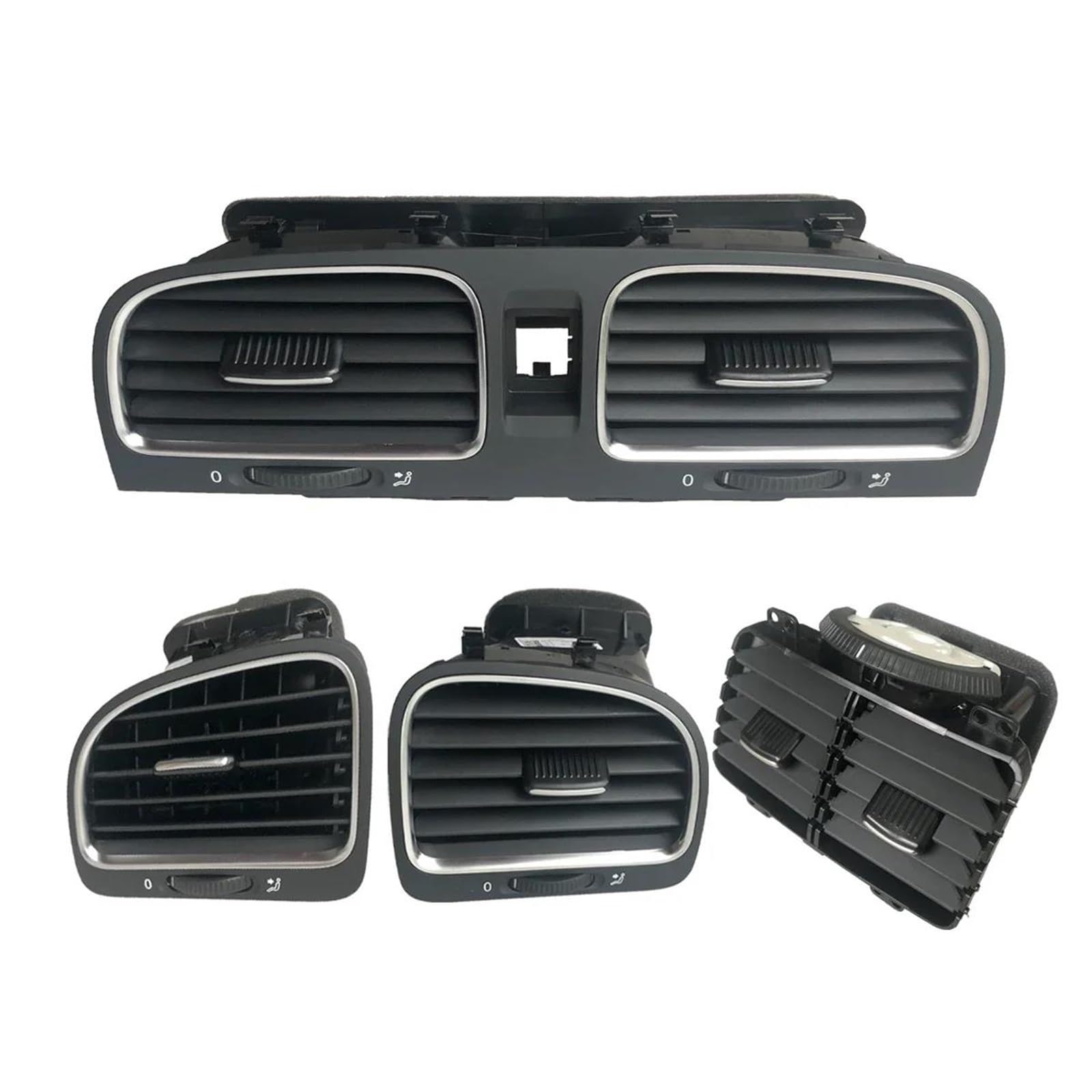 Grille d'aération Golf 6 kit complet de 4 sorties de climatisation pour tableau de bord - 7
