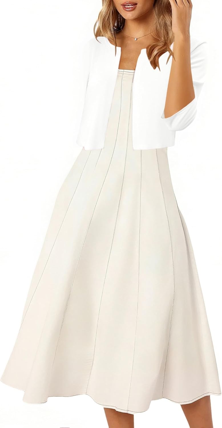 CRAZY GRID Women's Summer Lightweight Cardigan 3/4 Sleeve Shrugs Knit Bolero Open Front Cropped Cardigan for Women S-XXL - Image 4