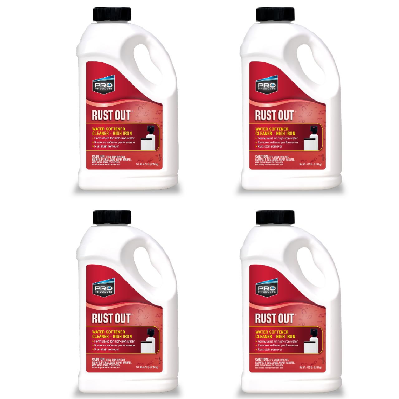 Pro Products Rust Out RO05B Water Softener Cleaner And Iron Remover, 4.75 lb. Bottle, 4 Pack