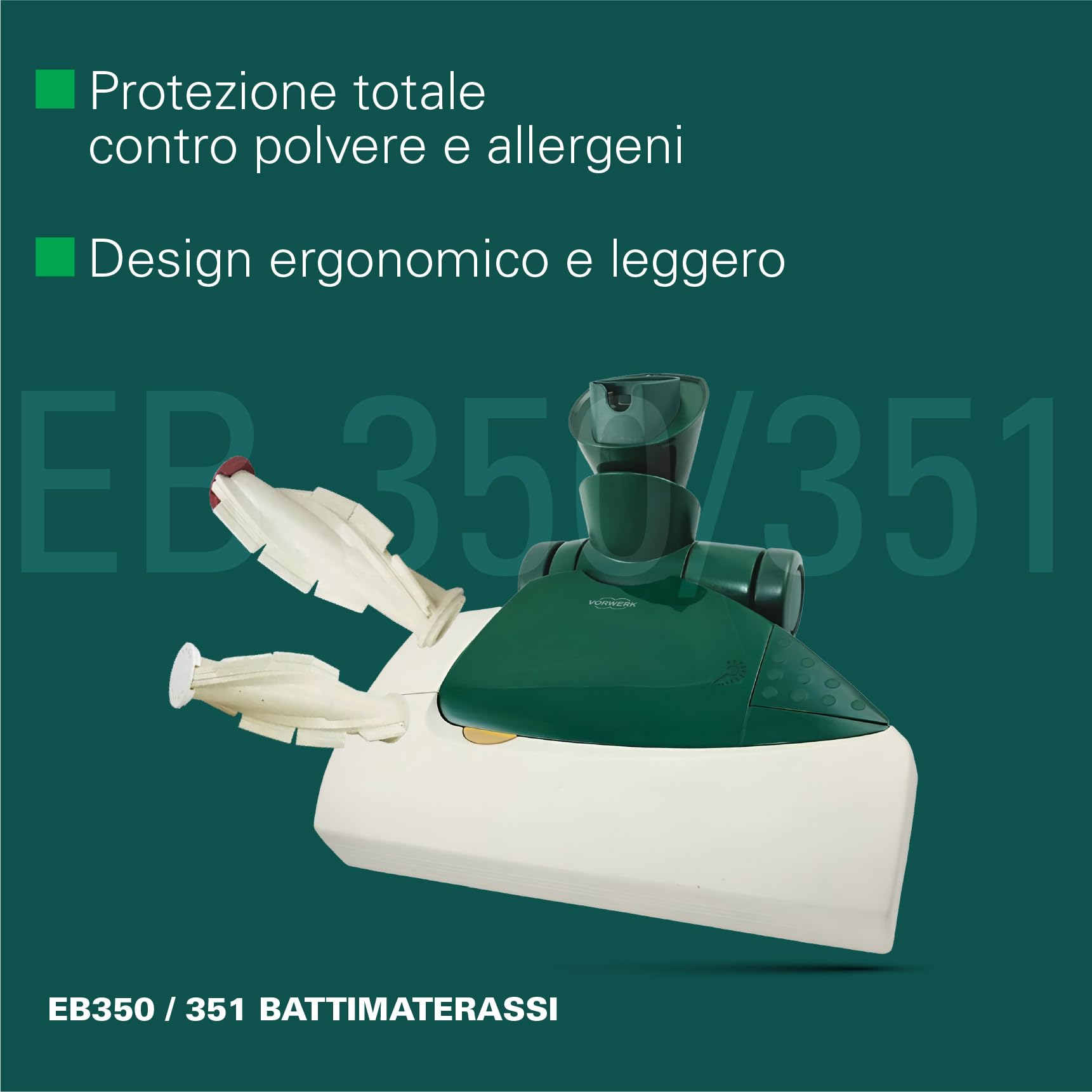 Battimaterasso Folletto EB 350/351 -RIGENERATO E SANIFICATO- Compreso Di Spazzole Per Materassi | Accessorio ORIGINALE - 100% Compatibile Con Vk 130,131,135,136,140,150, 200, 220s