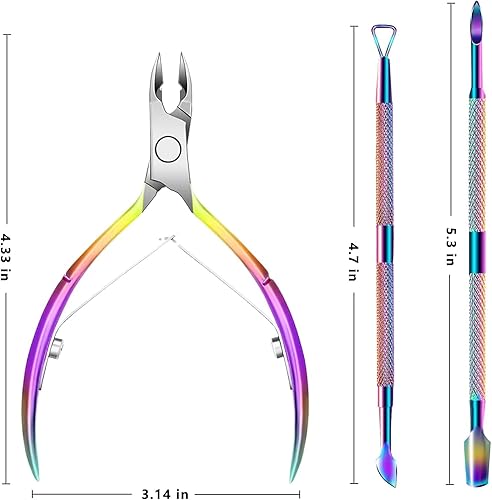 Miniatura 20 de 2 empujadores de cutículas y removedor de corte, raspador de uñas de salón para esmalte de gel, herramienta de limpieza de manicura y pedicura