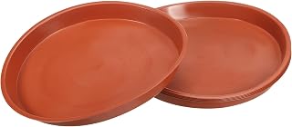 5 Pack Planter Saucers - Plastic Plant Tray Flowerpot Drip Trays Round Apply to Outdoor/Garden (8.7 Inch/ 22cm, Red)
