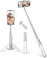 Vista 10 de ATUMTEK Trípode para selfie, trípode extensible 3 en 1 de aluminio para teléfono con control remoto Bluetooth desmontable, compatible con iPhone Rojo