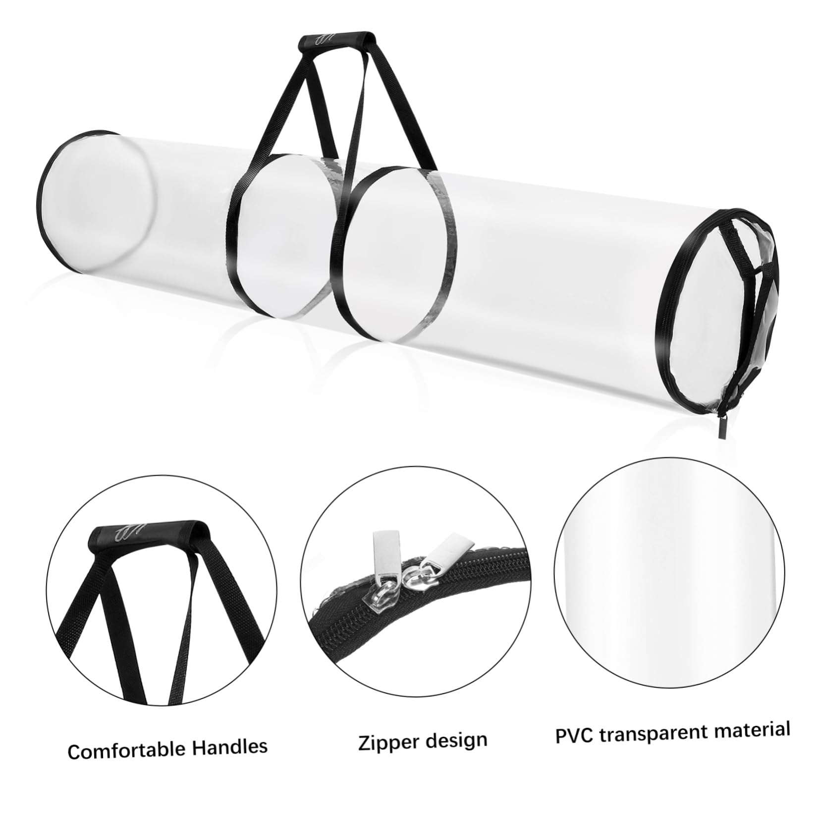 Aufbewahrungsbeutel für Geschenkpapierrollen 2 Stück Pvc Schwarz