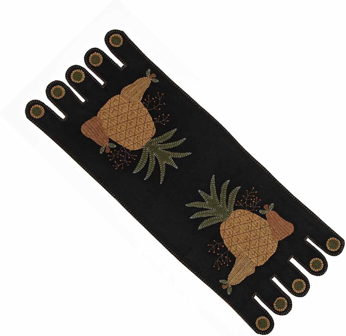 "Home Collection by Raghu Black 14"" x 36"" Folk Art Pineapple Table Runner" (TRAR0058)