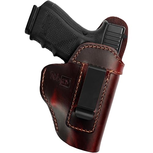 IWB Leather Holster, Genuine Leather Gun Holster for Glock 19/42/43X, Sig P365/P320/P220, Ruger LCP/LC9S/Security 9/Max 9, Taurus G2/G2C/G3C/GX4, Springfield Hellcat/XD, M&P 9mm Shield and Similar Sized Handguns