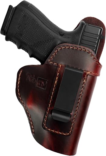 IWB Leather Holster, Genuine Leather Gun Holster for Glock 19/42/43X, Sig P365/P320, Ruger LC9S/Security 9/Max 9, Taurus G2C/G3C/GX4, Springfield Hellcat/XD, M&P 9mm Shield and Similar Sized Handguns